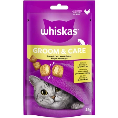 Afbeelding van 8 x 45 g Whiskas Snacks Groom &amp; Care kattensnacks