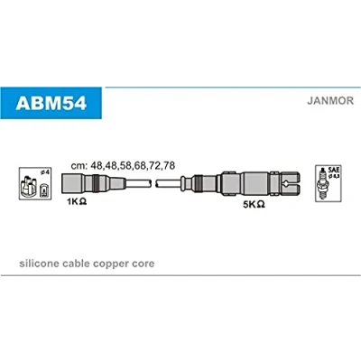 Afbeelding van JANMOR ABM54 Bougiekabelset AUDI: A4 B5 Saloon, A8 D2