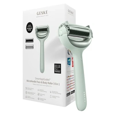 Afbeelding van GESKE SmartAppGuided™ MicroNeedle Face &amp; Body roller 8 in 1 Derma Elektrische Microneedling Naaldroller Schoonheidsroller