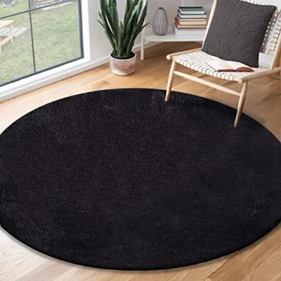 Afbeelding van Tapijt Relax, kortpolig, zacht, antisliponderkant, wasbaar tot 30 C, superzacht, bontlook, zwart, 120 x cm