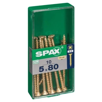 Afbeelding van Schroefdoos SPAX Yellox Hout Platte kop 10 Onderdelen (5 x 80 mm)