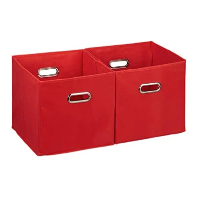 Afbeelding van Relaxdays opbergbox stof set van 2 opvouwbaar opbergmand 30 cm kast organizer rood