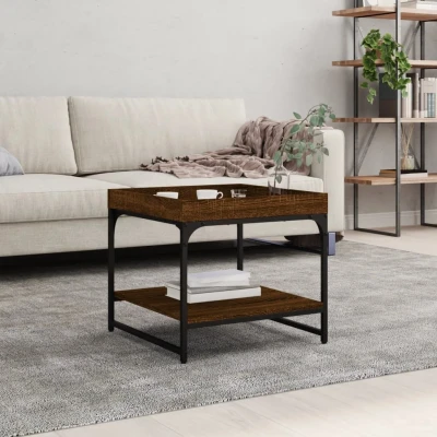 Afbeelding van Salontafel 49,5x49,5x45 cm bewerkt hout bruin eikenkleur