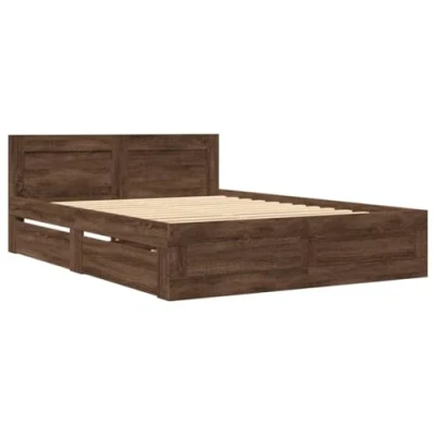 Afbeelding van vidaXL Bedframe met hoofdeinde bewerkt hout bruineikenkleur 120x200 cm