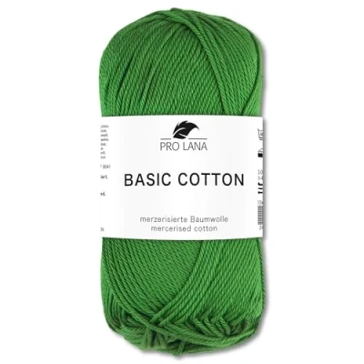 Afbeelding van Frida&#039;s Wollhaus Pro Lana Basic katoenen wol voor breien en haken, 50 g, 64 kleuren (75 grasgroen)