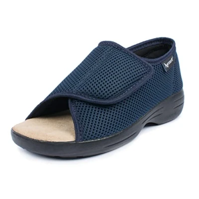 Afbeelding van Aerosoft Reha sandaal stretch 14 dames heren klittenbandsluiting breedte G H antislip, Blauw