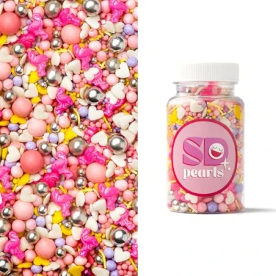 Afbeelding van SD Pearls Assortiment de sucres Flamant et Princesse Rose, jaune blanc avec flamants roses, cœurs perles brillantes Décoration à disperser pour anniversaire fille, fête d&#039;été (mélange