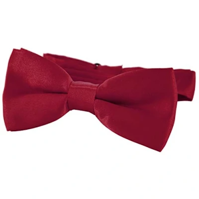 Afbeelding van DonDon Vlinderdas met haak voor kinderen, jongens, gebonden, verstelbaar, 9 x 4,5 cm, glanzend, zijdeeffect, Donker rood