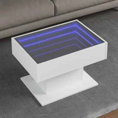 Afbeelding van Salontafel met LED 70x50x45 cm bewerkt hout wit