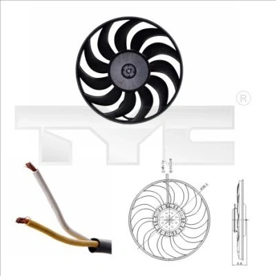 Afbeelding van TYC 802 0051 Radiator Ventilator 400 330 Zonder ventilatorraamwerk AUDI: A4 B7 Avant, B6 Avant