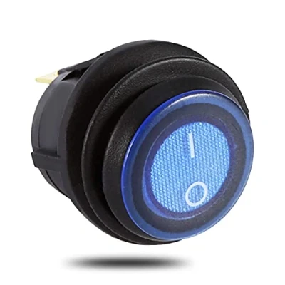 Afbeelding van Keenso 3 polige tuimelschakelaar, 12 V, 16 A, aan/uit schakelaar, rond, met ledlicht, blauw, voor auto, vrachtwagen, bedieningsschakelaar, knop