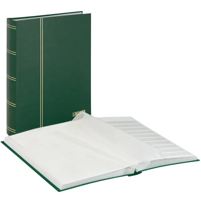 Afbeelding van Lindner Standaard, Insteekalbum A4 48 bladzijden (witte) 10 stroken Groen afm: 230x305x47 per st.