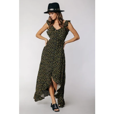 Afbeelding van Colourful Rebel Esme Flower Jurk Geel Dames Wijduitlopende Fit Viscose XS