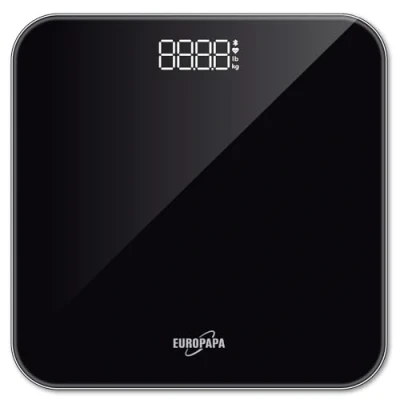 Afbeelding van EUROPAPA® Personenweegschaal met helder led display en step on 180 kg digitale weegschaal voor 0,1 / 0,2 LB 396LB BMI (zwart)