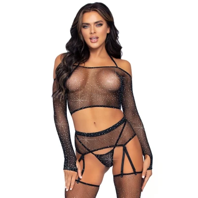 Afbeelding van 4 Delige Netstof Strass Set