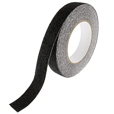 Afbeelding van SeKi antislip plakband, zwart, 25 mm x 10 m, veiligheidsband voor trappen, tegels, hellingen, ladders of vloerbedekking, zelfklevende antislipstrip