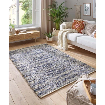 Afbeelding van Wollen Vloerkleed Ursule Blauw/crème 170x230 Cm