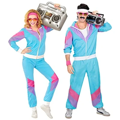 Afbeelding van Widmann jaren 80 sportpak, jas en broek, aangenaam om te dragen, Assi pak, proll retrostijl, zwemfeest, 80, carnaval