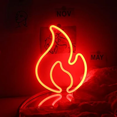 Afbeelding van Ineonlife Lichtbord, neonvlam, voor muur, rode ledverlichting, nachtlampje slaapkamer, bar, restaurant, winkel, woondecoratie