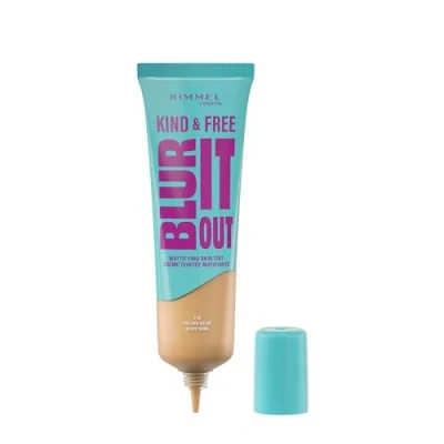 Afbeelding van Rimmel London Kind &amp; Free BLUR IT OUT Ondoorzichtige foundation 210, Golden Beige, controle voor de hele dag, lichte matte afwerking, 30 ml