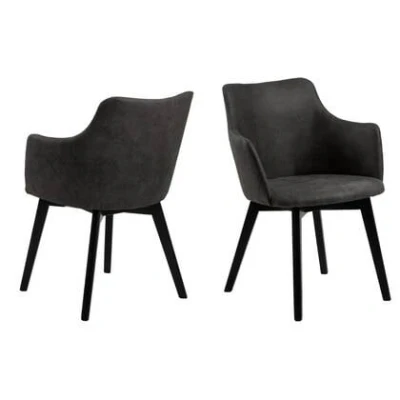 Afbeelding van Eetkamerstoel Mollen Met Armleuning Antraciet Preston Giga Living Set van 2