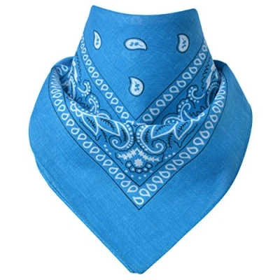 Afbeelding van Miobo Bandana, hoofddoek, halsdoek, 100% katoen, eenheidsmaat 55 x cm, Lichtblauw kasjmier