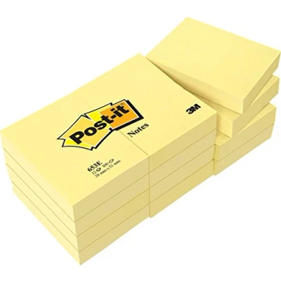 Afbeelding van Post It Notes, 100 vel, ft 38 x 51 mm, geel, pak van 12 blokken