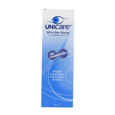Afbeelding van Unicare Alles in één Vloeistof Zachte Contactlenzen + Lenzenhouder 360ML