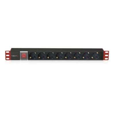 Afbeelding van Techly I CASE STRIP 81UD energiedistributie 1U Aluminium, Zwart 8 AC uitgang(en)