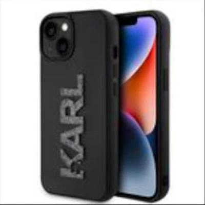 Afbeelding van iPhone 15 Plus Backcase hoesje Karl Lagerfeld Effen Zwart TPU (Zacht)