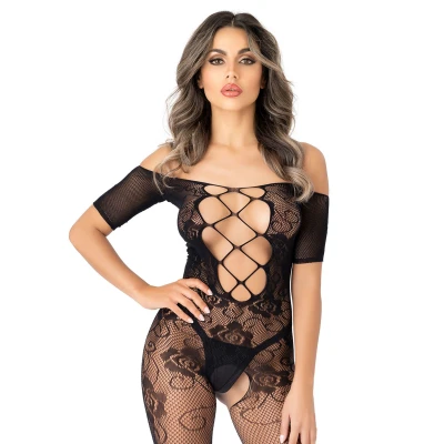 Afbeelding van Daring Intimates Off The Shoulder Bodystocking Zwart