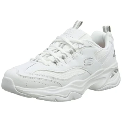 Afbeelding van Skechers Ultra Flex Delightful Joy Damessneakers, Grijze rand van wit leer