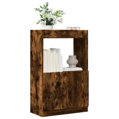 Afbeelding van Hoge kast 63x33x100 cm bewerkt hout gerookt eikenkleurig