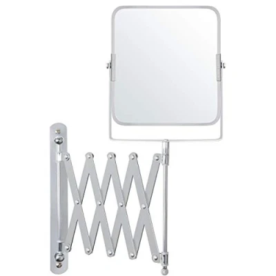 Afbeelding van Belle Vous Chroom Muur Gemonteerde Uitrekbare 360 Swivel Spiegel 3x Vergroting 15,5 x 18,5cm Dubbelzijdige Roterende Roestvrij Stalen Badkamer Voor Make up en Scheren