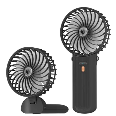 Afbeelding van Lepwings Draagbare mini ventilator, USB zakventilator, oplaadbaar, 4 snelheden en 5,5 16 uur werk, 180 rotatie, kleine opvouwbare tafelventilator voor thuis, kantoor, reizen, zwart
