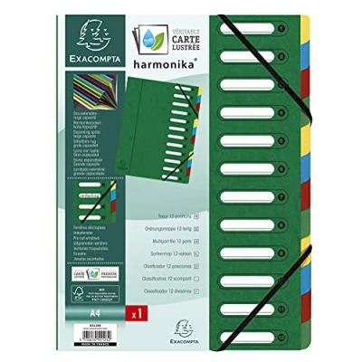 Image de Trieur harmonika a fenetres avec elastiques nature future carte lustree 12 compartiments exacompta 55123e