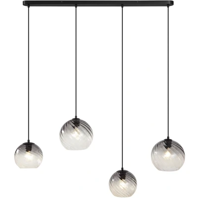 Afbeelding van QAZQA bao Art Deco Hanglamp voor boven de eettafel in eetkamer 4 lichts L 120 cm Zwart Woonkamer Slaapkamer Keuken