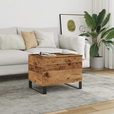 Afbeelding van Salontafel 60x44,5x45 cm bewerkt hout oud houtkleurig