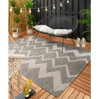Afbeelding van Buitenkleed Zig Zag Sunny Grijs 80x150 Cm