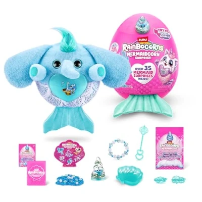 Afbeelding van Rainbocorns Mermaidcorn Serie 7 olifant pluche dier om te verzamelen Zeemeermin verrassingen, knuffelig dier, zelfklevend, (olifant)