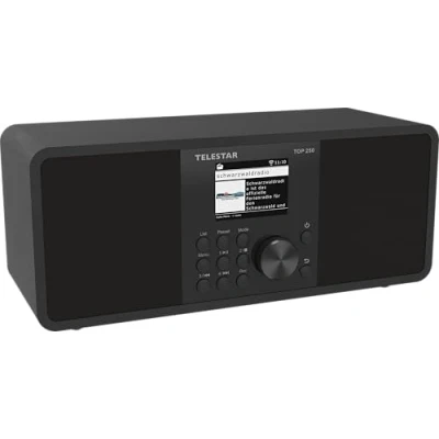Afbeelding van TELESTAR TOP 250 DAB+/internetradio (stereo, 2 x 10 W, Bluetooth zend /ontvangstfunctie, USB opname, noodwaarschuwingssysteem, app besturing) zwart