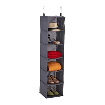 Afbeelding van Relaxdays kast organizer hangend kledingkast 6 vakken kleding stof grijs