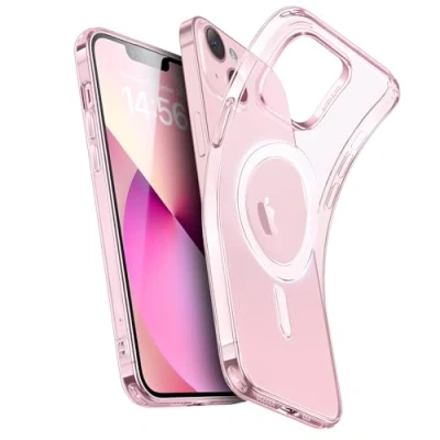 Afbeelding van ESR iPhone 13/14 hoes, compatibel met MagSafe, bescherming van militaire kwaliteit, vergelingsbestendig en krasbestendig, magnetische telefoonhoes, Zero serie, transparant roze