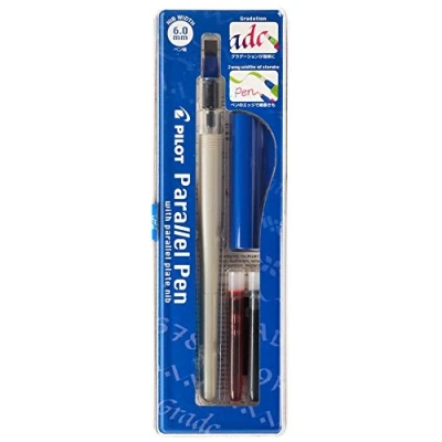 Afbeelding van Pilot 90053 Parallel kalligrafie vulpen met rode en blauwe inktpatronen, punt 6 mm