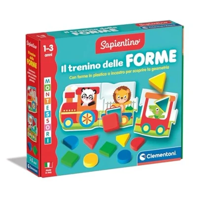 Afbeelding van Clementoni Sapientino Montessori De trein van vormen educatief spel 1 jaar, puzzelkaartjes, educatieve kaarten voor kinderen, om te leren, Italiaans, gemaakt in