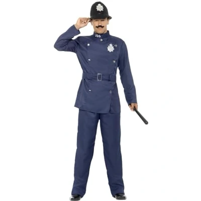 Afbeelding van Smiffys Londens politieagentenkostuum, blauw, met broek, jas en hoed