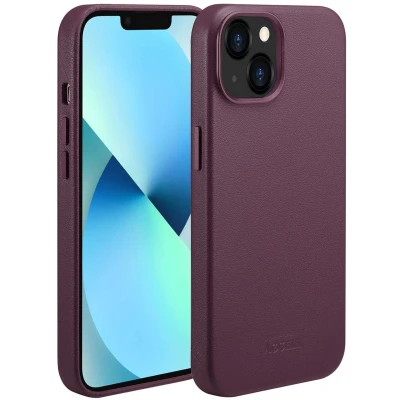 Afbeelding van Accezz Hoesje geschikt voor iPhone 13 MagSafe Leather Backcover Heath Purple