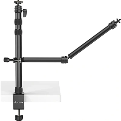 Afbeelding van VIJIM LS11 Verstelbaar tafelstatief met dubbele arm tafelklem 360 draaibaar 1/4inch schroefaansluiting Zwart