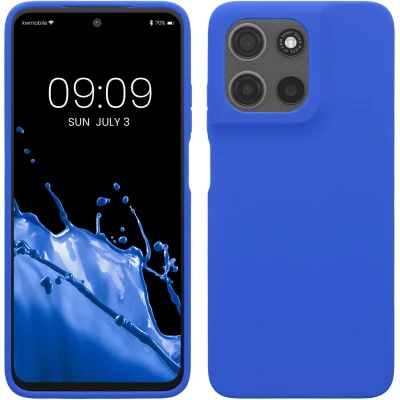 Afbeelding van kwmobile telefoonhoesje geschikt voor Motorola Moto G15 Hoesje met siliconen coating Smartphone case in Baltisch blauw