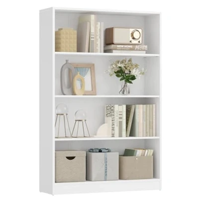 Afbeelding van VASAGLE LBC108T14 Boekenkast met 4 planken verstelbare planken, kinderboekenkast en opbergeenheid voor thuiskantoor, studie, 80 x 24 121,5 cm, wit